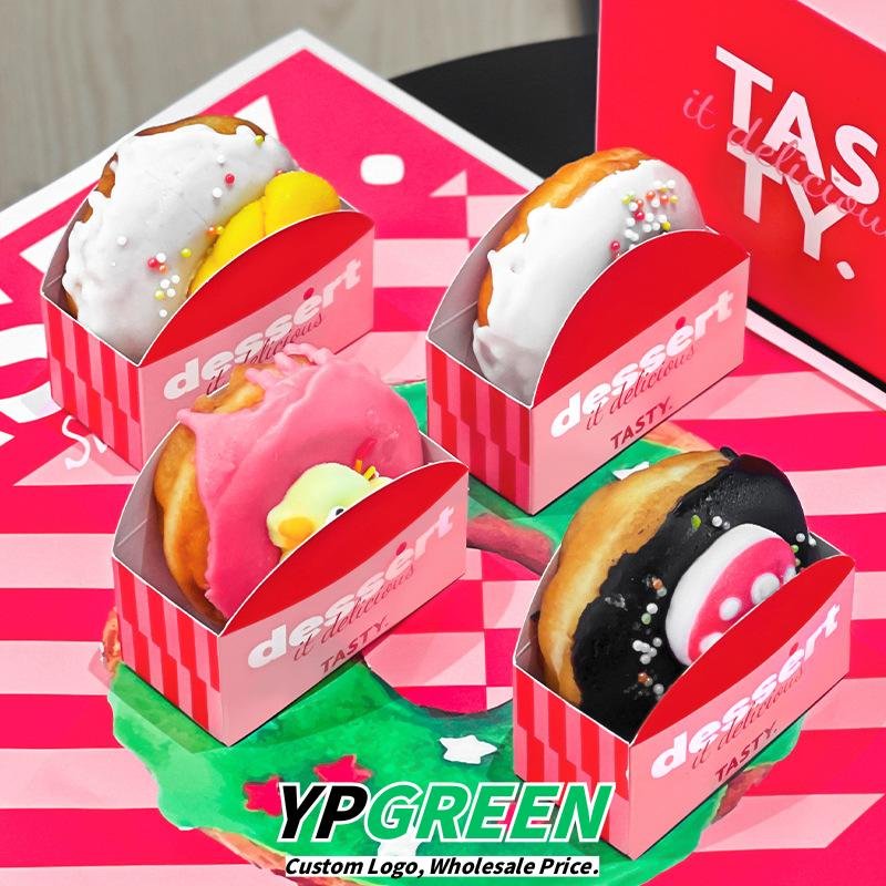 Wholesale Red Irregular Shape 2-Pack Donut Takeout Boxes for Bakery Sweets and Cake Packaging - Factory Price Guarantee