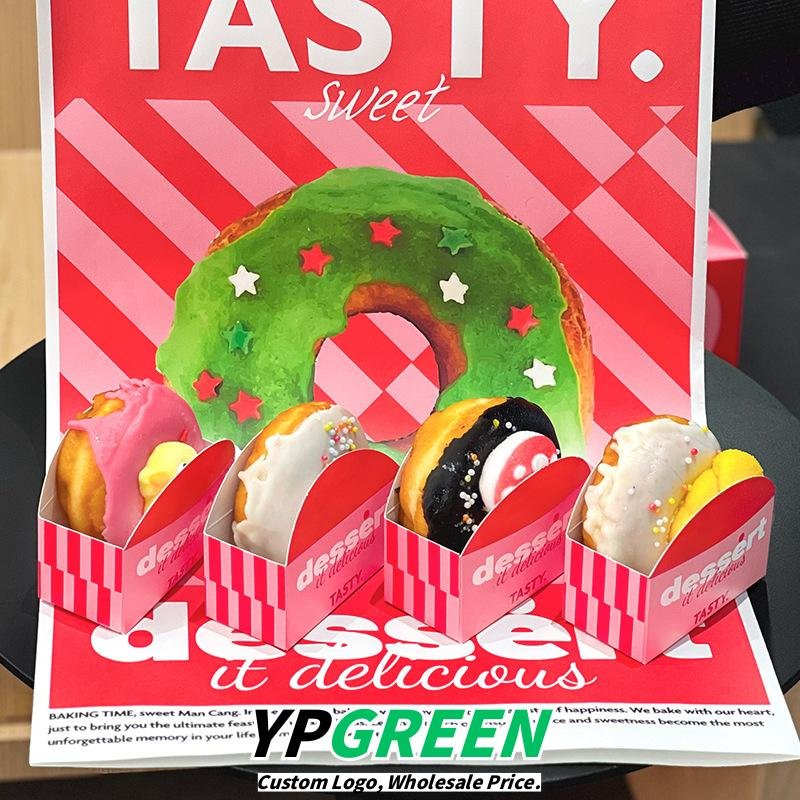 Wholesale Red Irregular Shape 2-Pack Donut Takeout Boxes for Bakery Sweets and Cake Packaging - Factory Price Guarantee