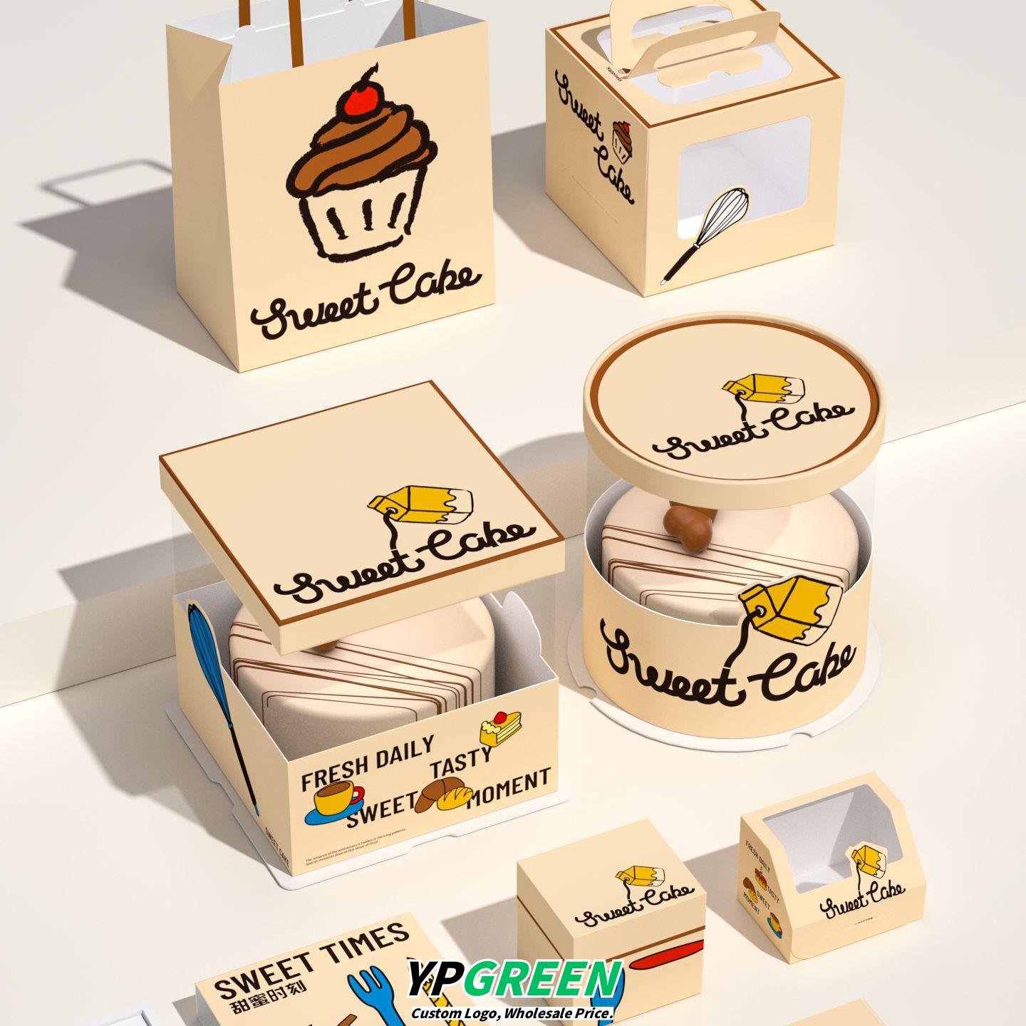 Wholesale Yellow Disposable 4-6 Inch Birthday Cake Boxes for Dessert Takeout - Factory Price Guarantee