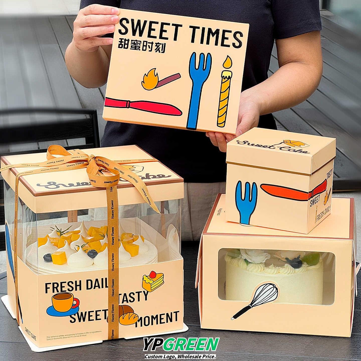 Wholesale Yellow Disposable 4-6 Inch Birthday Cake Boxes for Dessert Takeout - Factory Price Guarantee