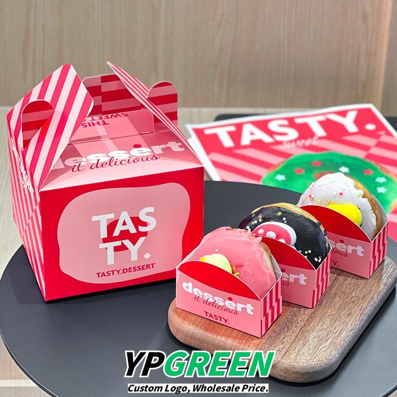 Wholesale Red Irregular Shape 2-Pack Donut Takeout Boxes for Bakery Sweets and Cake Packaging - Factory Price Guarantee