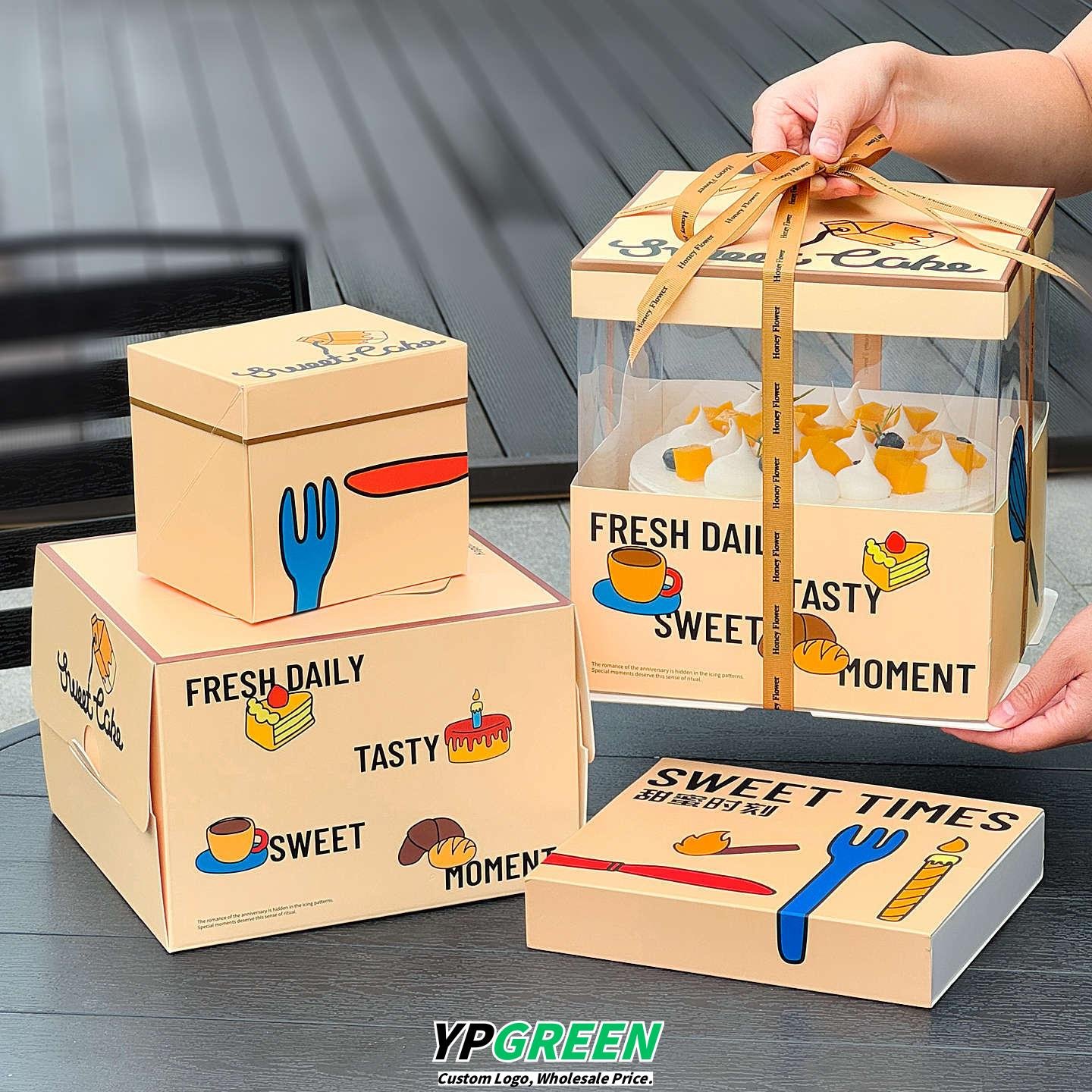 Wholesale Yellow Disposable 4-6 Inch Birthday Cake Boxes for Dessert Takeout - Factory Price Guarantee