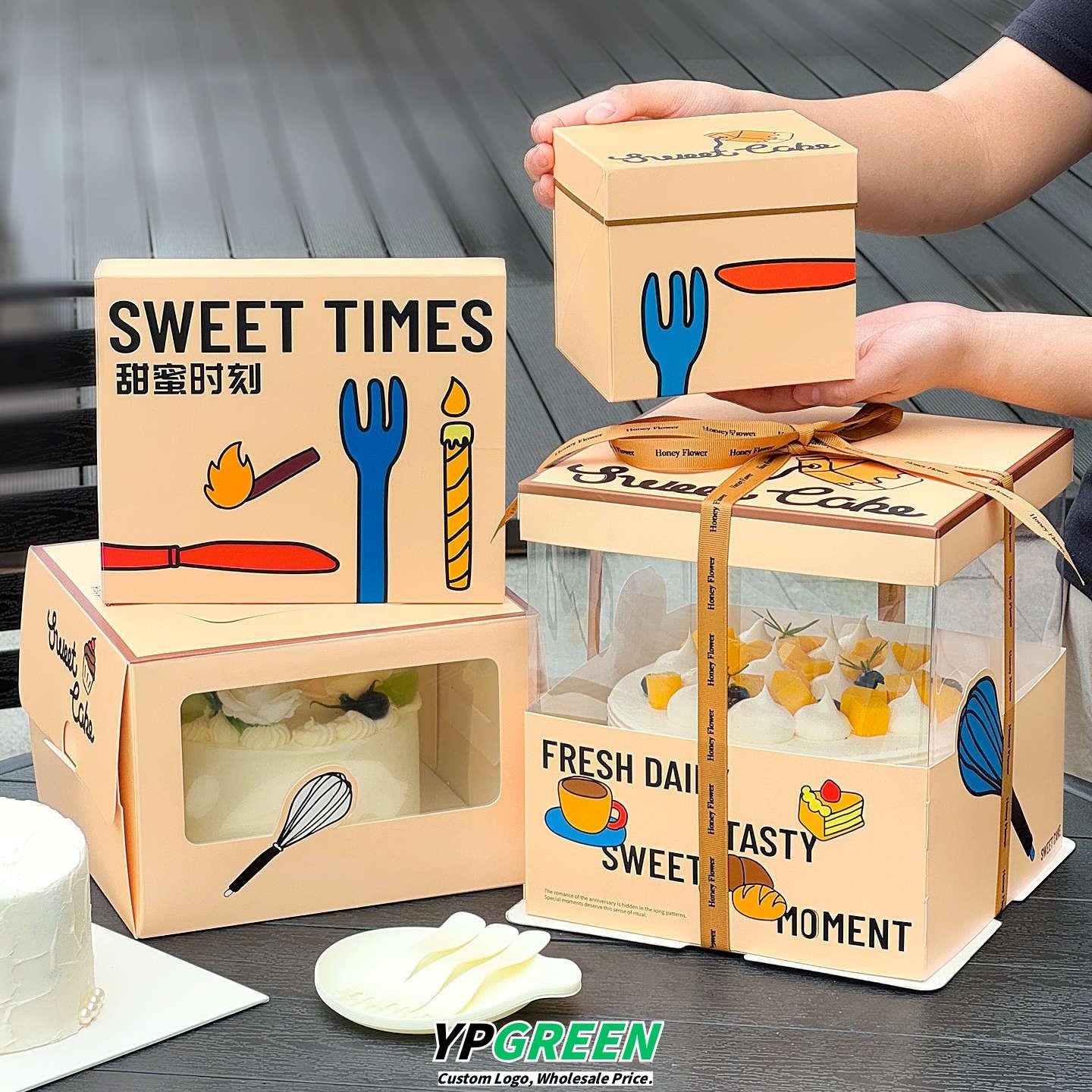 Wholesale Yellow Disposable 4-6 Inch Birthday Cake Boxes for Dessert Takeout - Factory Price Guarantee