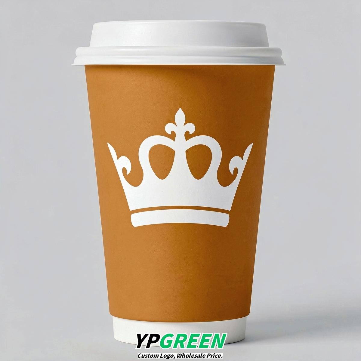 Amber Paper Cups with Crown Design 8-24oz