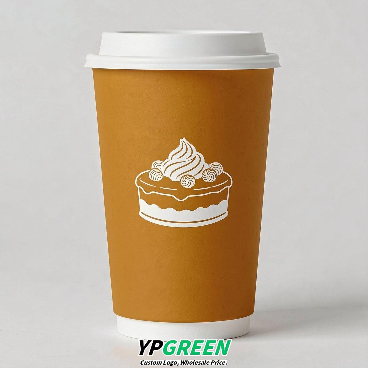 Amber Paper Cups with Desserts Design 8-24oz