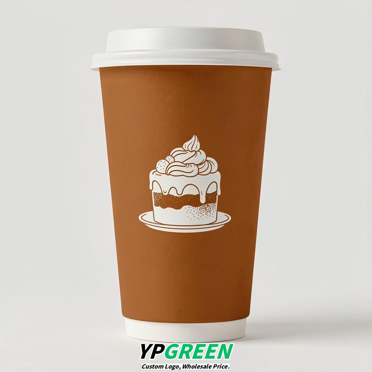 Amber Paper Cups with Desserts Design 8-24oz