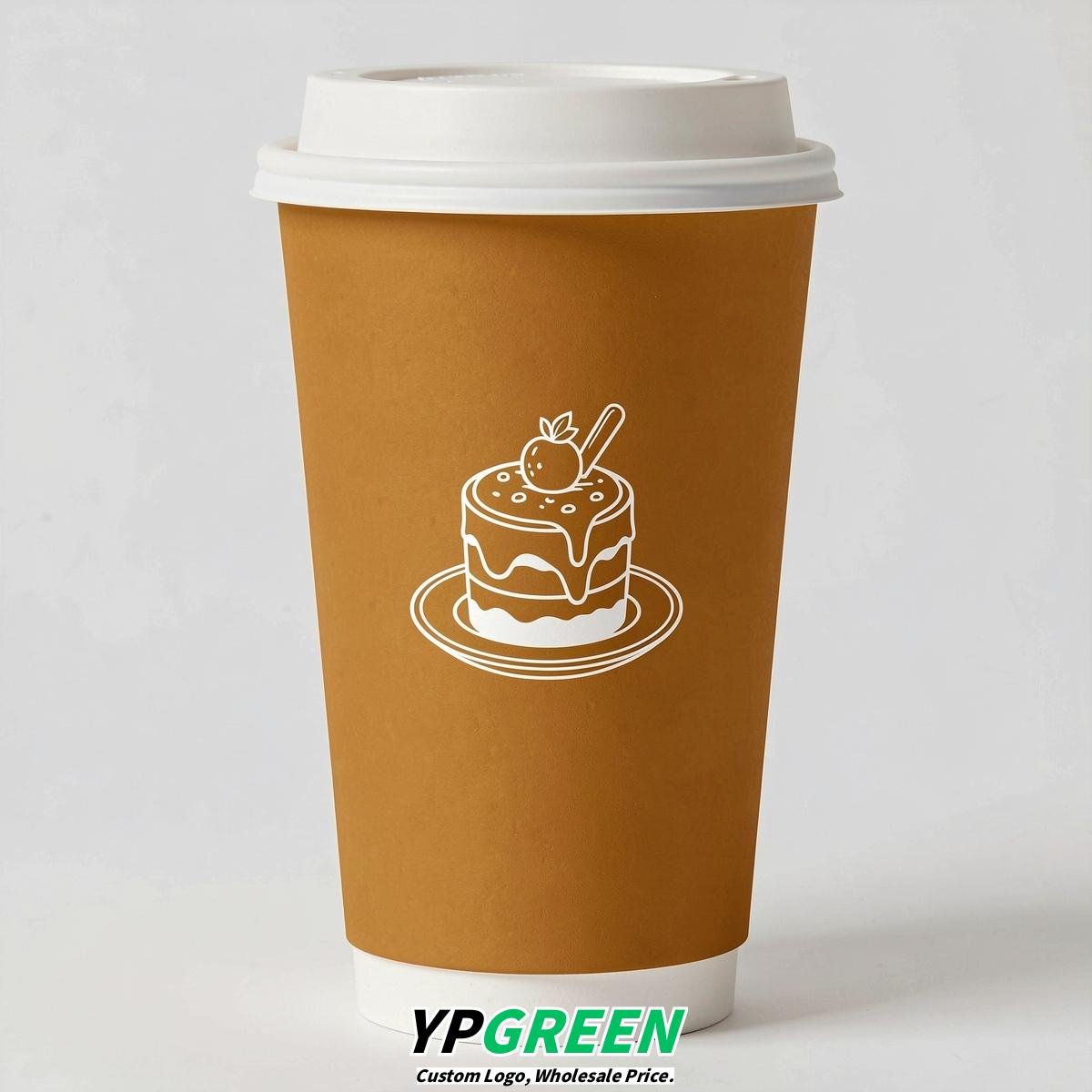 Amber Paper Cups with Desserts Design 8-24oz