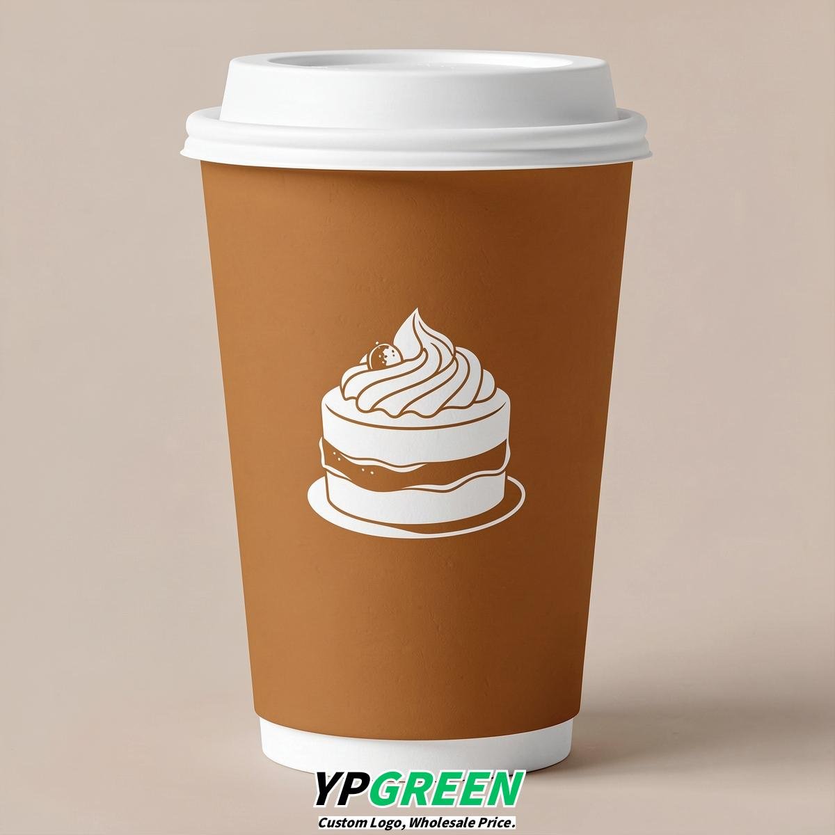Amber Paper Cups with Desserts Design 8-24oz