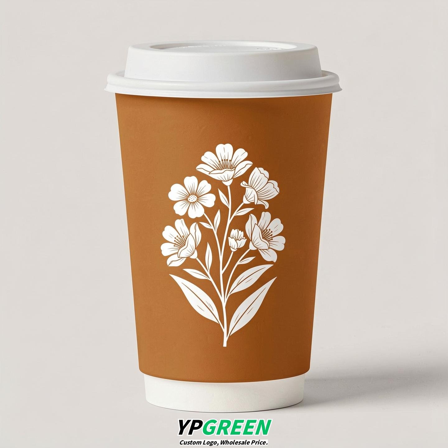 Amber Floral Paper Cups with Lids 8-24oz