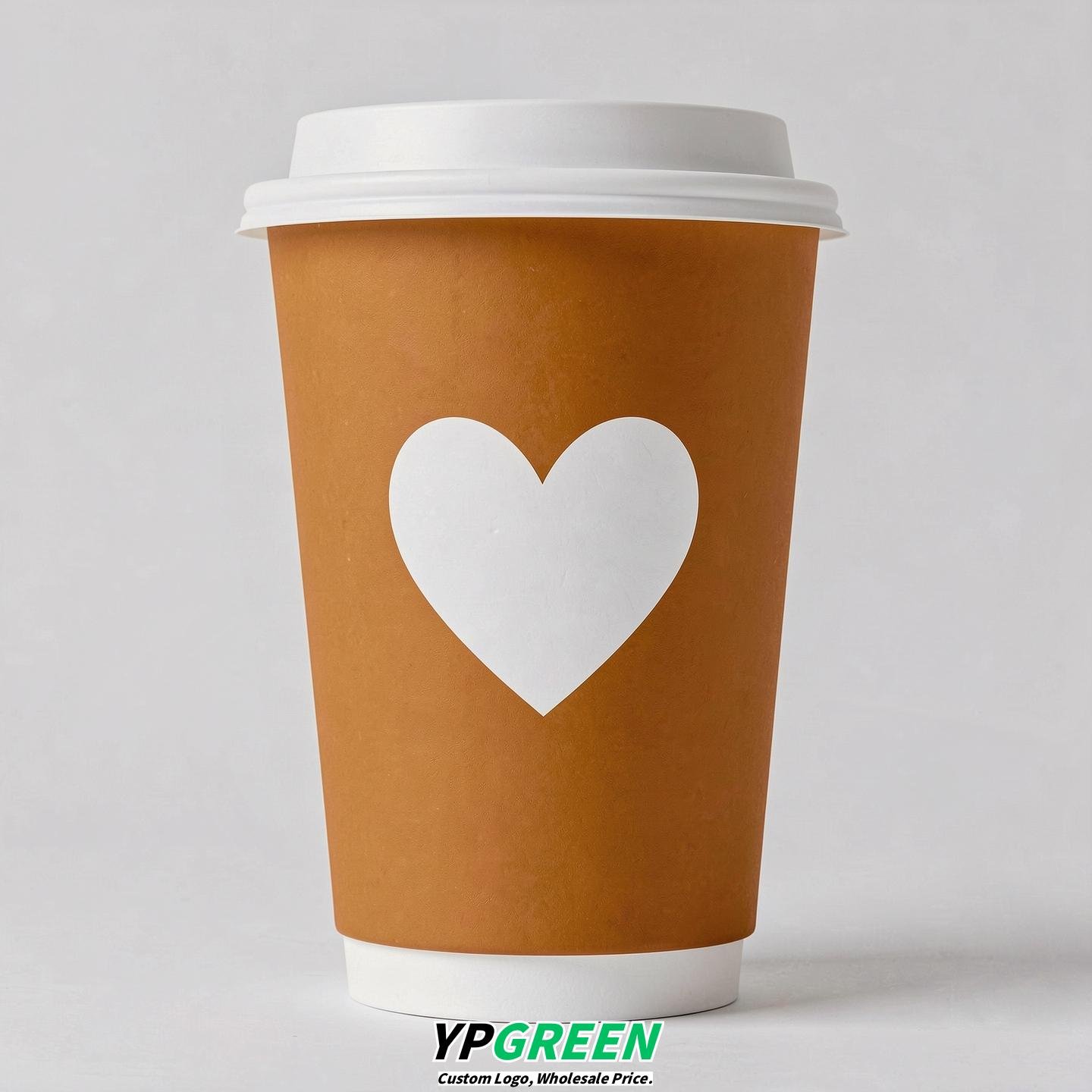 Amber Heart Paper Cups with Lids 8-24oz