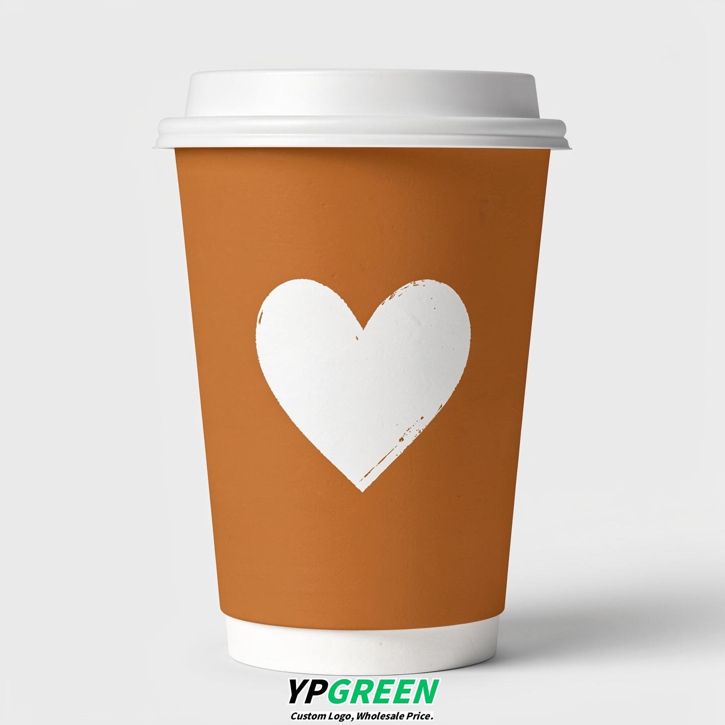 Amber Heart Paper Cups with Lids 8-24oz