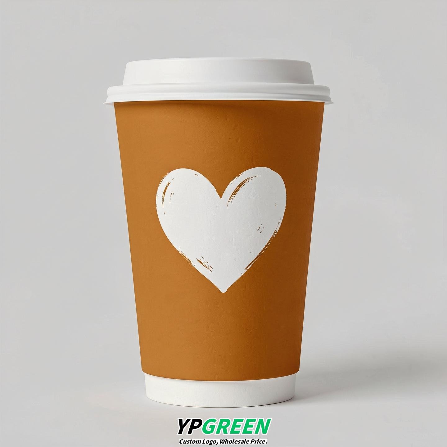 Amber Heart Paper Cups with Lids 8-24oz