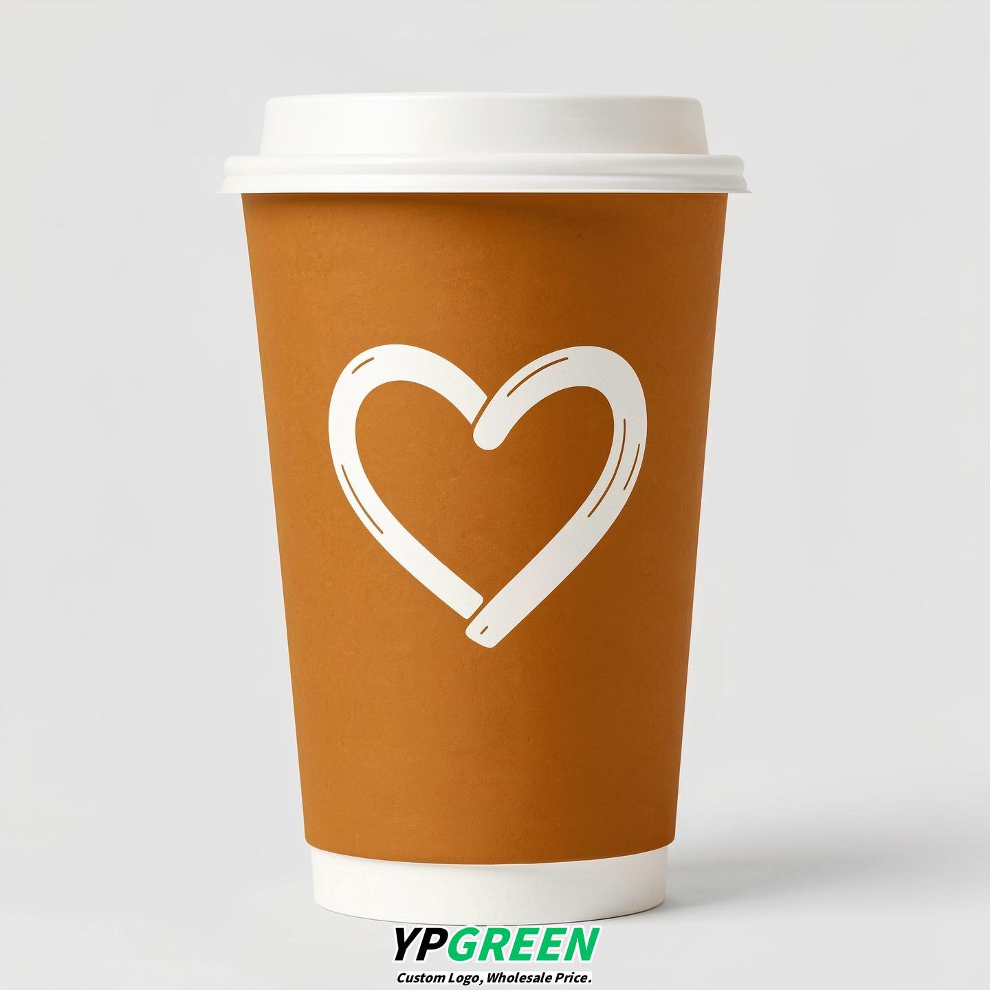Amber Heart Paper Cups with Lids 8-24oz