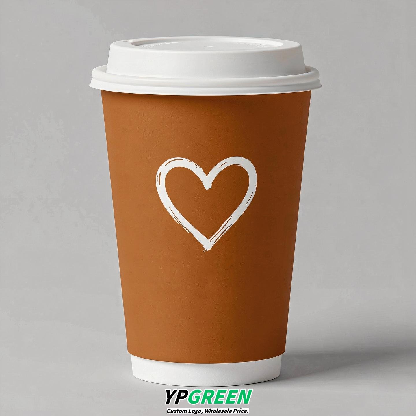 Amber Heart Paper Cups with Lids 8-24oz