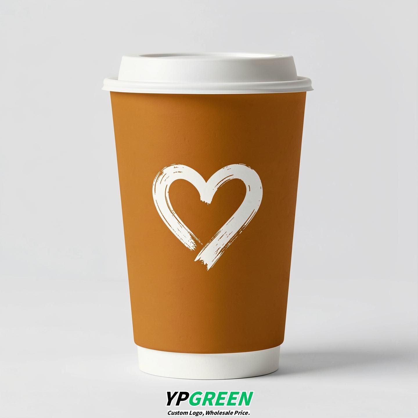 Amber Heart Paper Cups with Lids 8-24oz