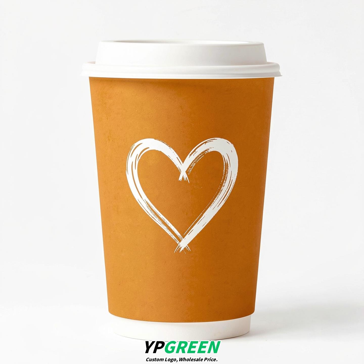 Amber Heart Paper Cups with Lids 8-24oz