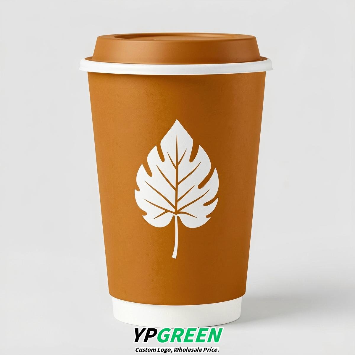 Amber Leaves Paper Cups with Lids 8-24oz