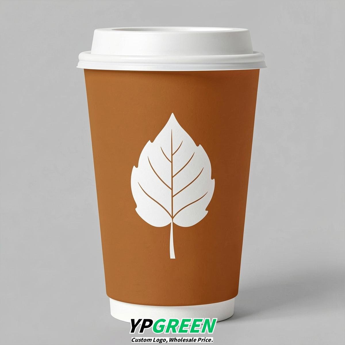 Amber Leaves Paper Cups with Lids 8-24oz