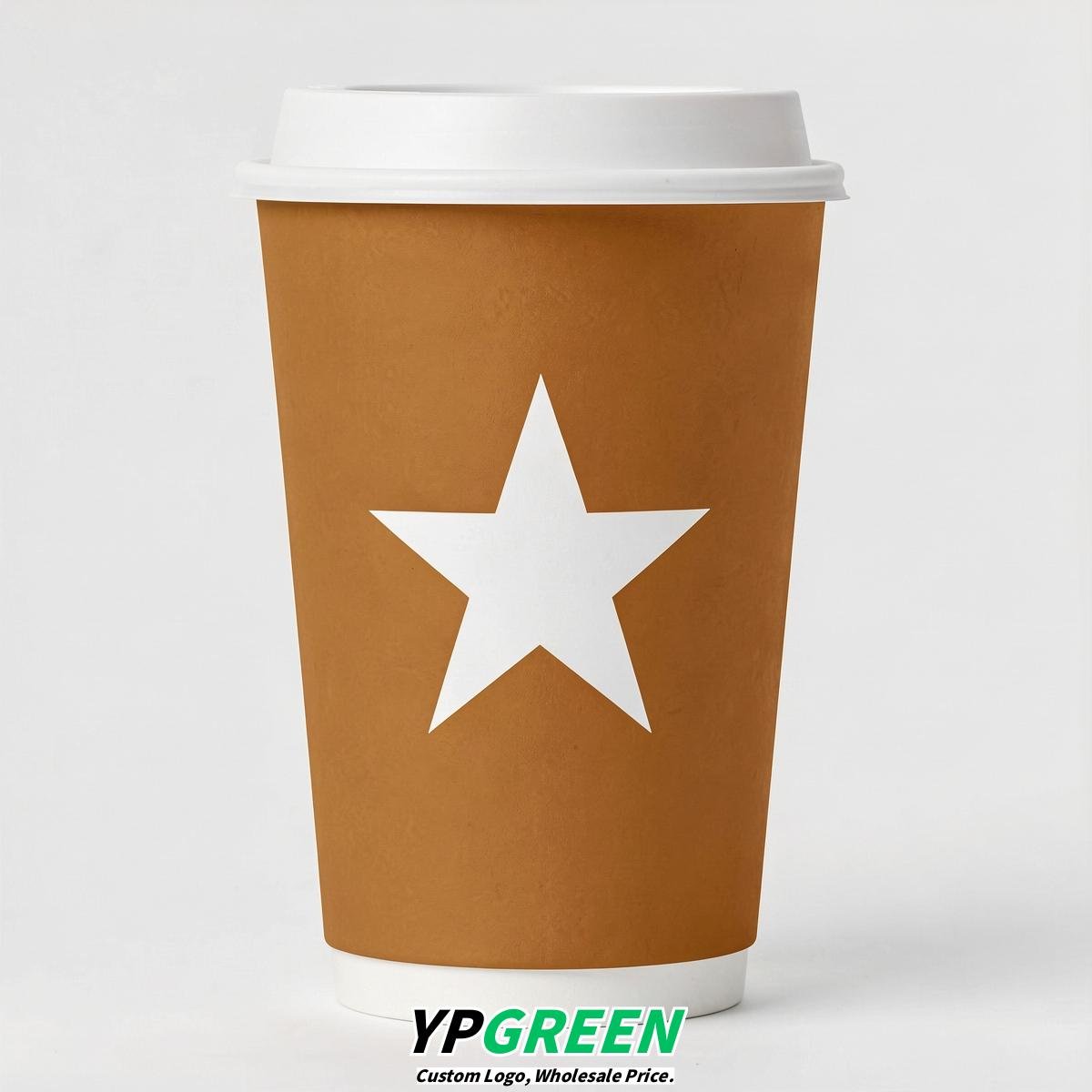 Amber Stars Paper Cups with Lids 8-24oz