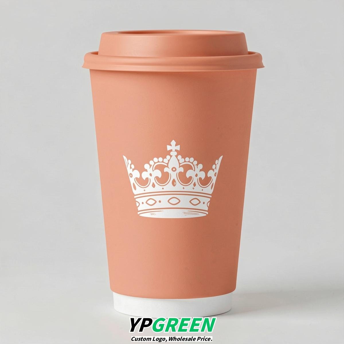 Apricot Paper Cups with Crown Design 8-24oz