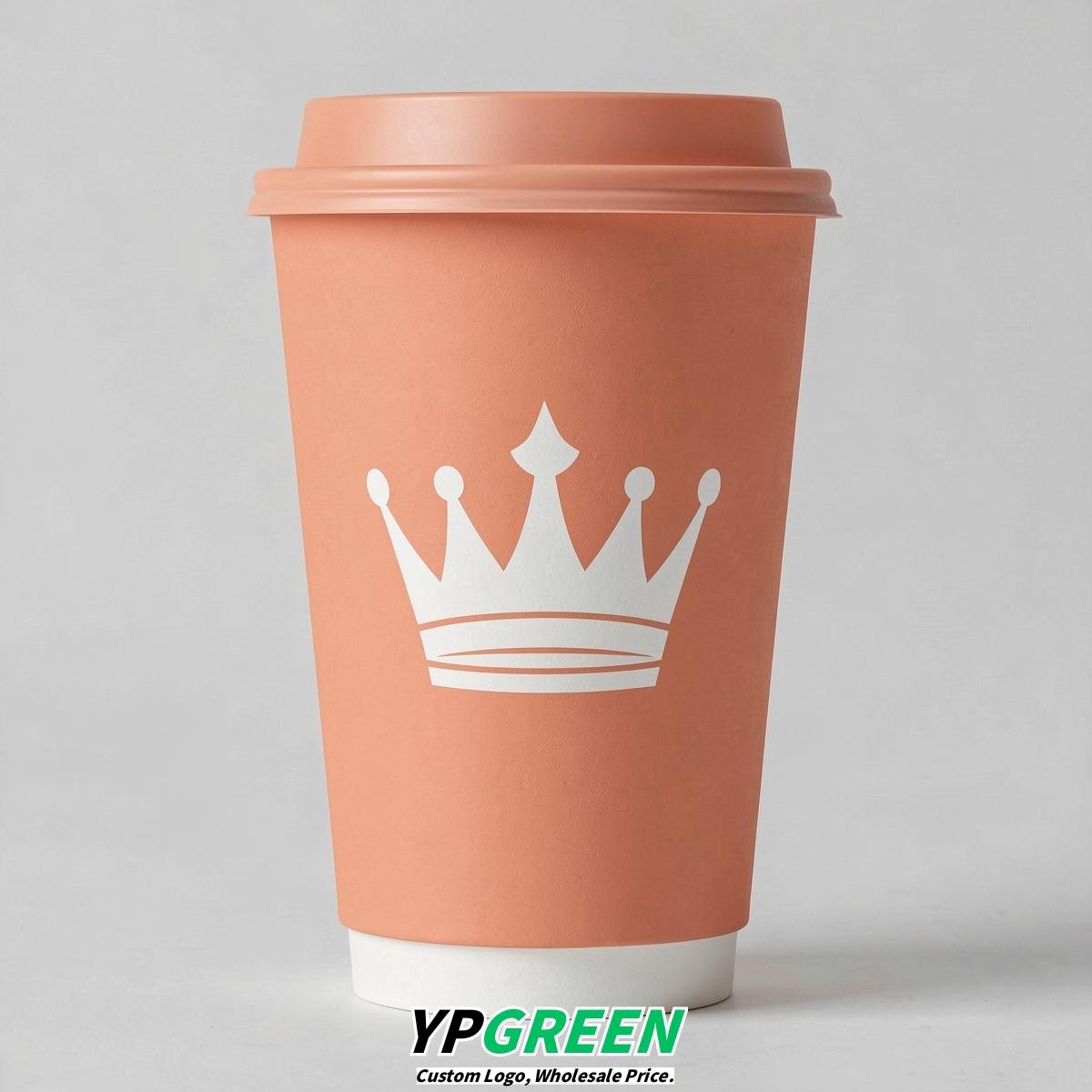 Apricot Paper Cups with Crown Design 8-24oz