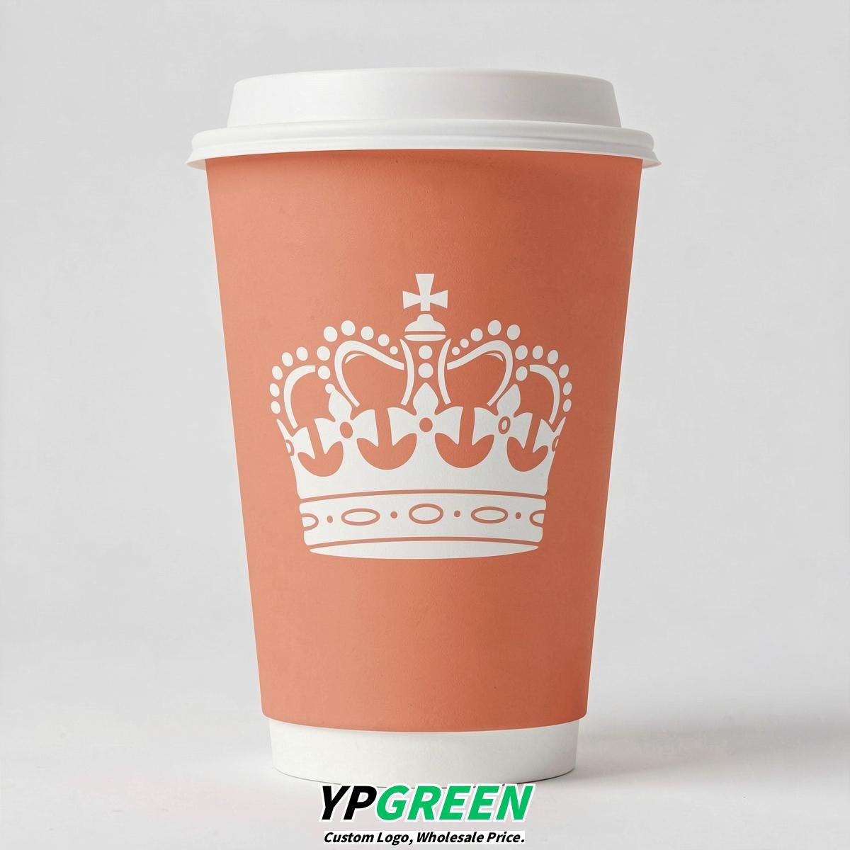 Apricot Paper Cups with Crown Design 8-24oz