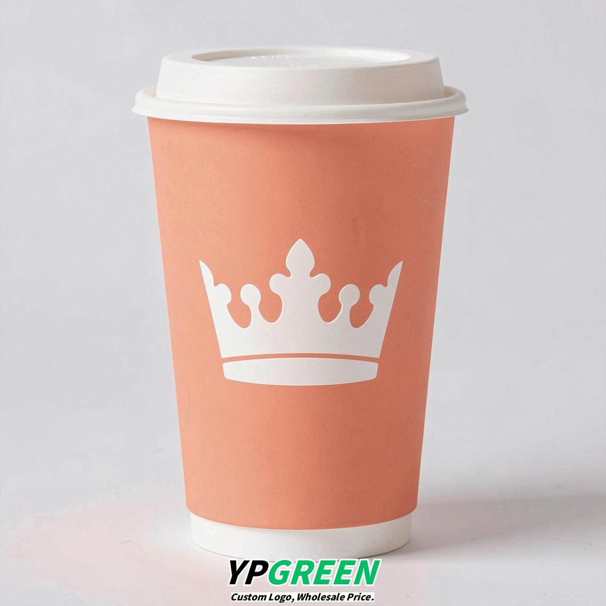 Apricot Paper Cups with Crown Design 8-24oz