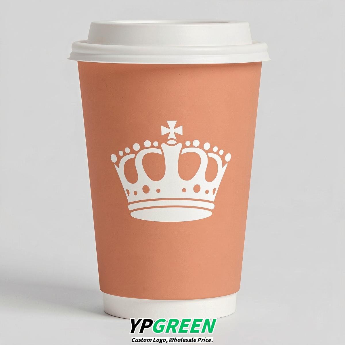 Apricot Paper Cups with Crown Design 8-24oz