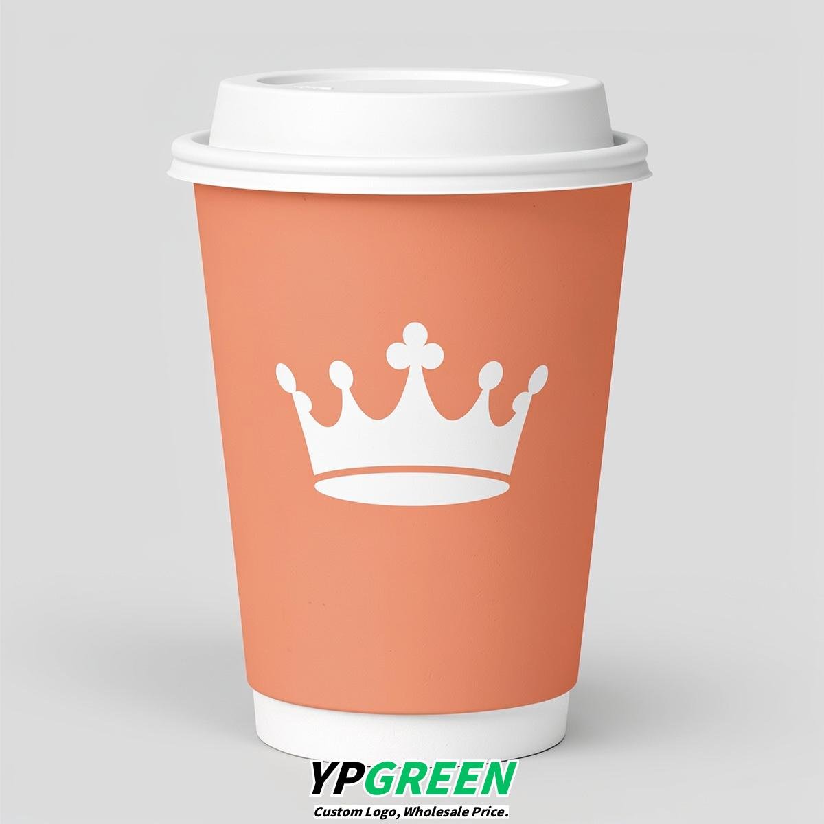 Apricot Paper Cups with Crown Design 8-24oz