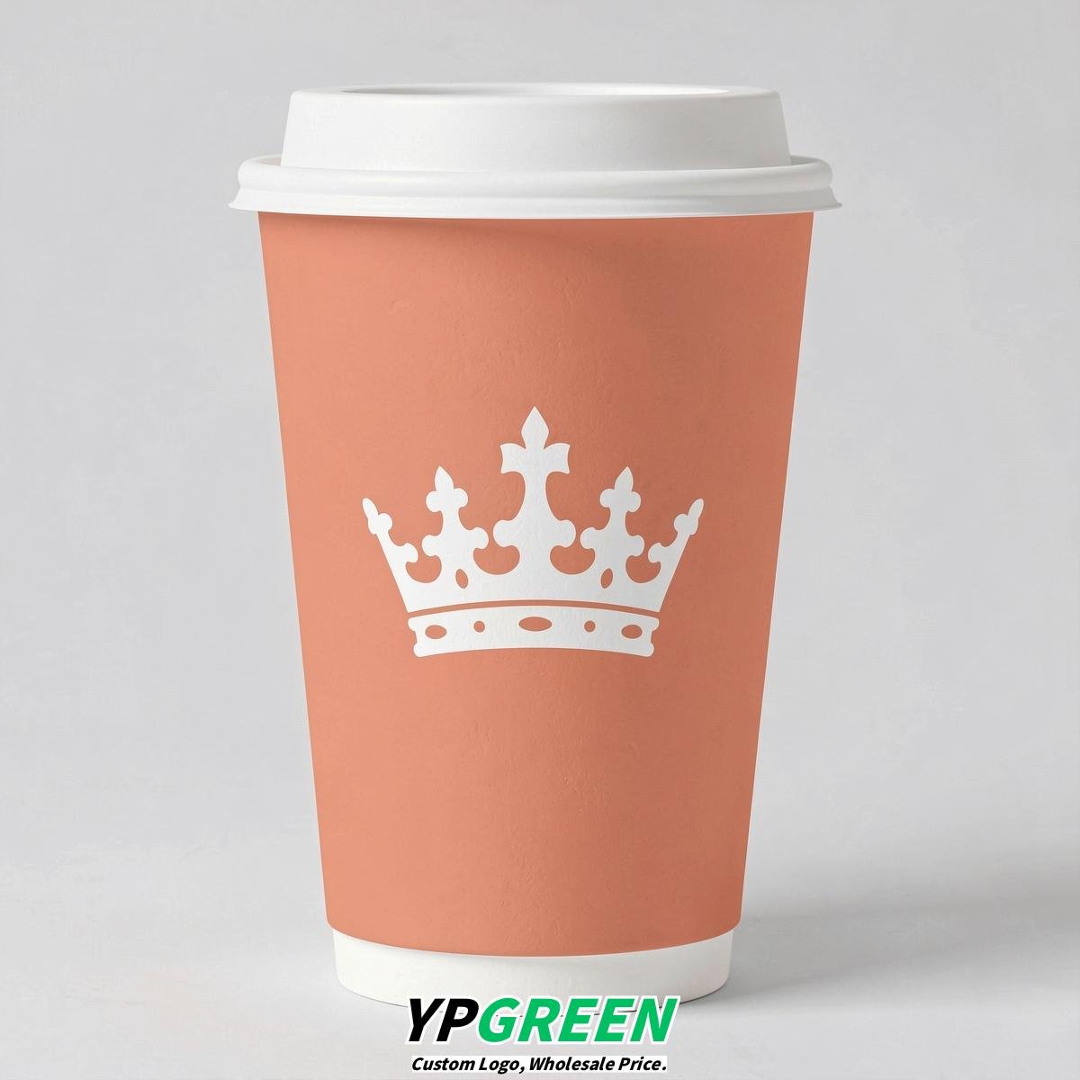 Apricot Paper Cups with Crown Design 8-24oz
