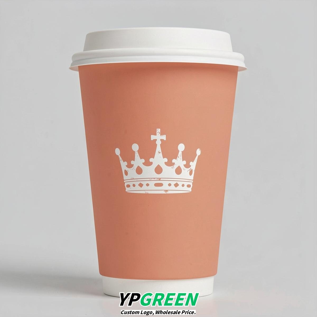 Apricot Paper Cups with Crown Design 8-24oz