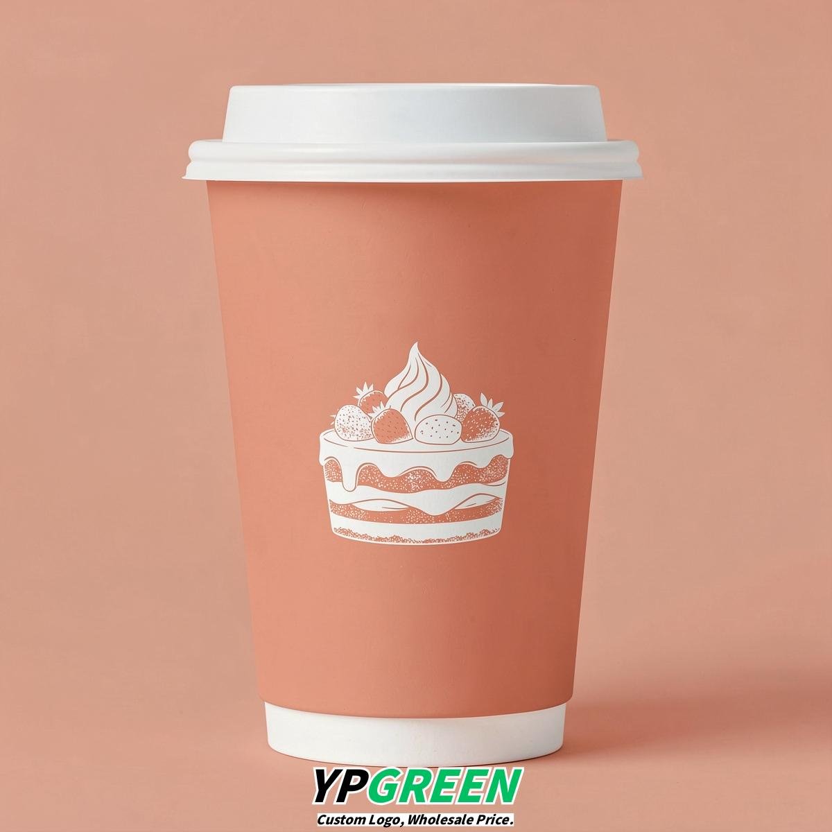 Apricot Paper Cups with Desserts Design 8-24oz