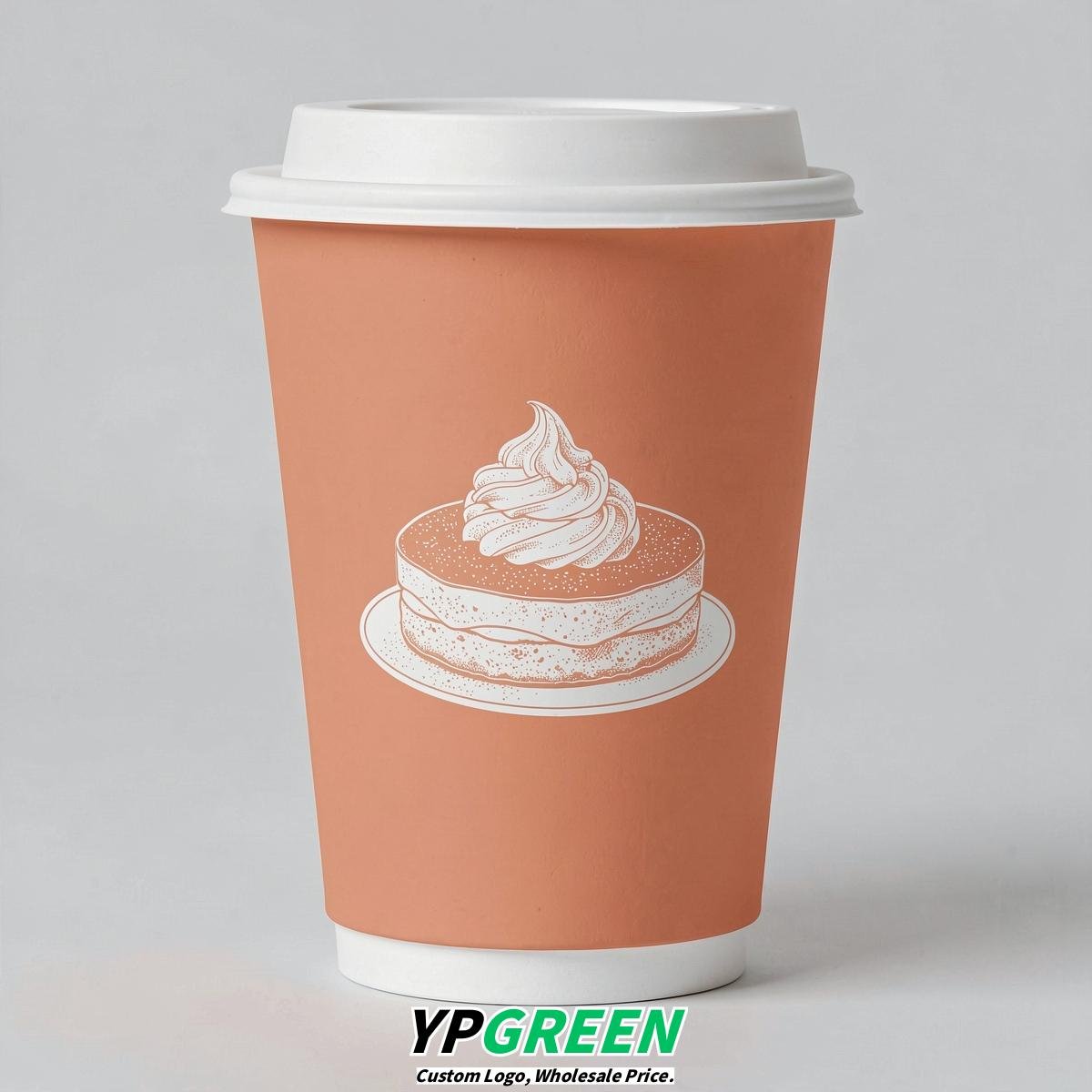Apricot Paper Cups with Desserts Design 8-24oz