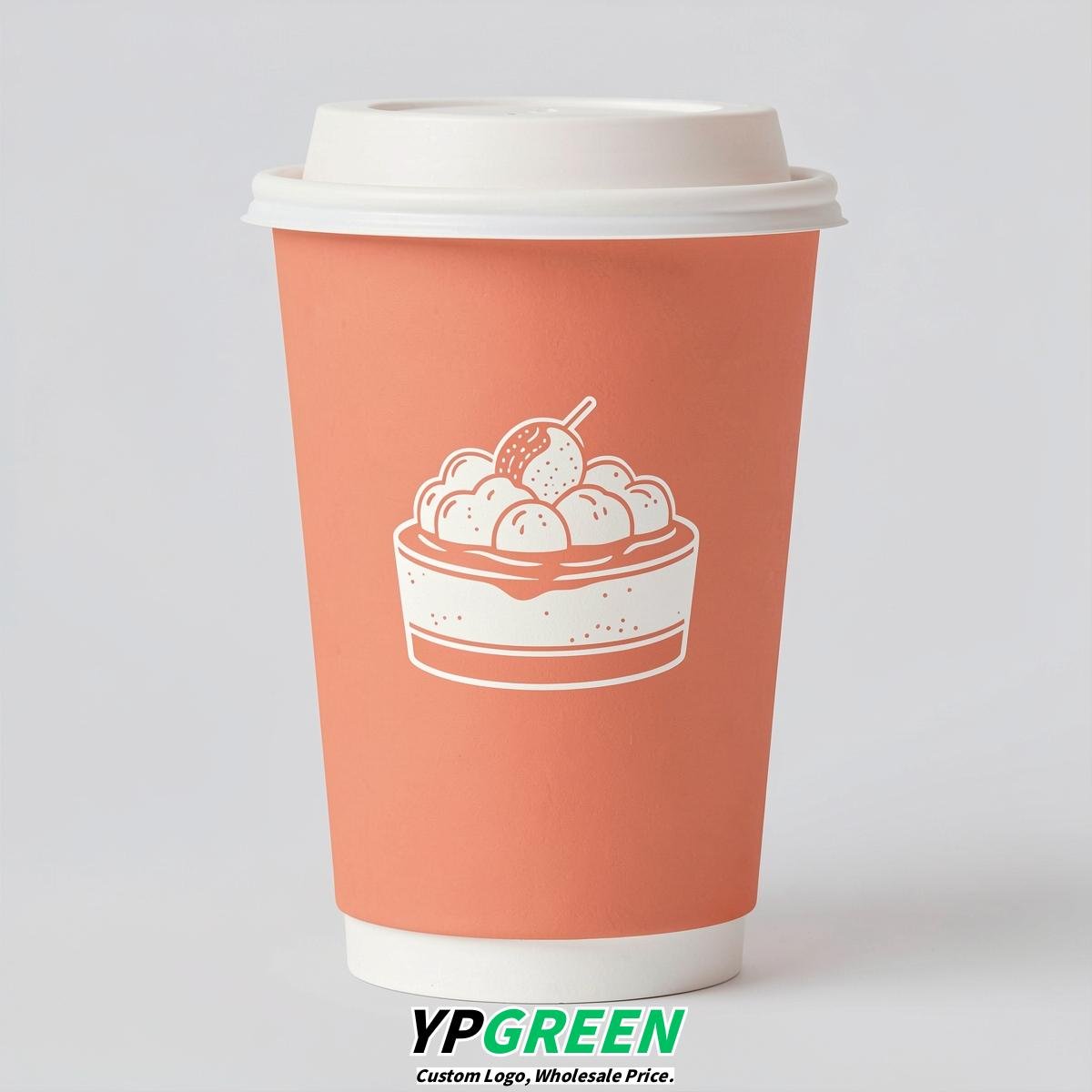Apricot Paper Cups with Desserts Design 8-24oz