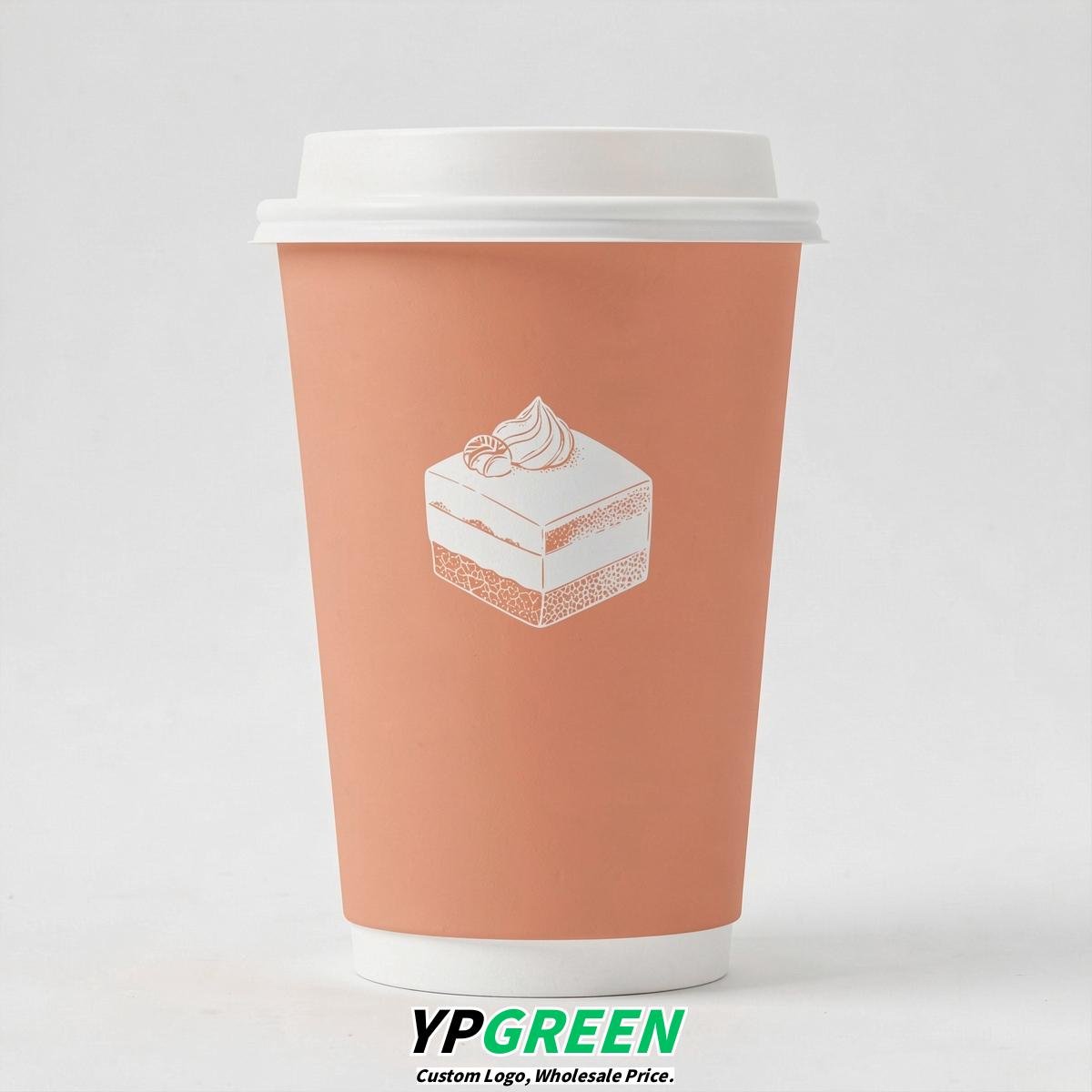 Apricot Paper Cups with Desserts Design 8-24oz
