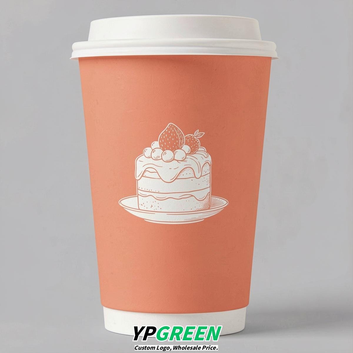 Apricot Paper Cups with Desserts Design 8-24oz Apricot Paper Cups with Desserts Design 8-24oz