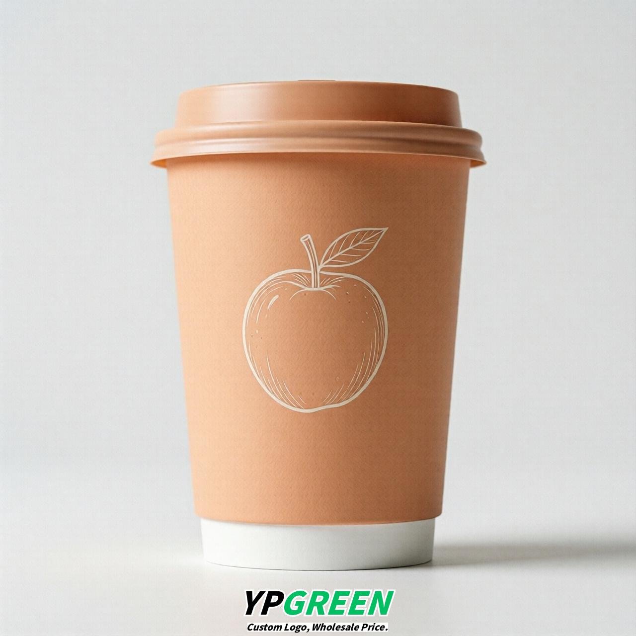 Apricot Fruits Paper Cups with Lids 8-24oz