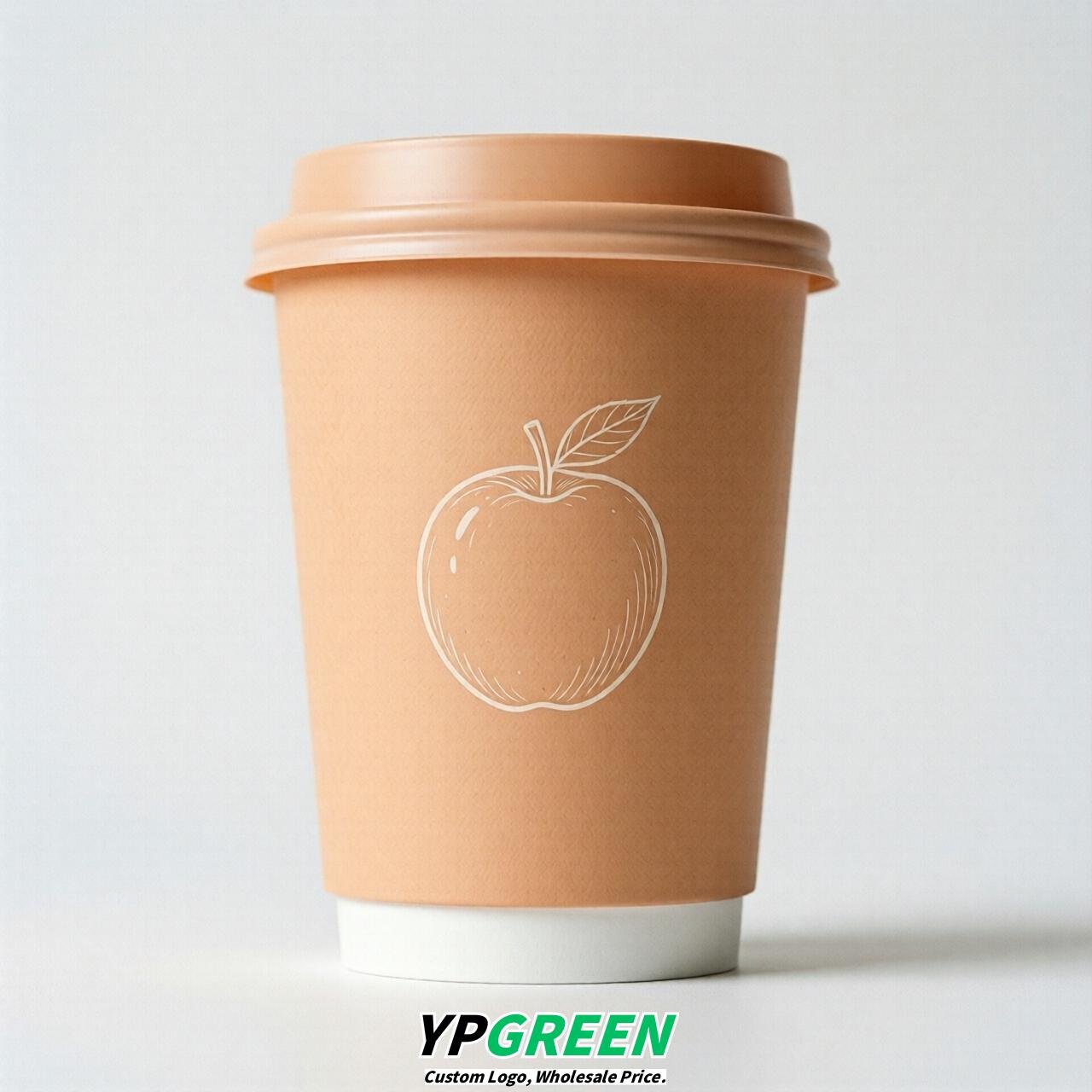 Apricot Fruits Paper Cups with Lids 8-24oz