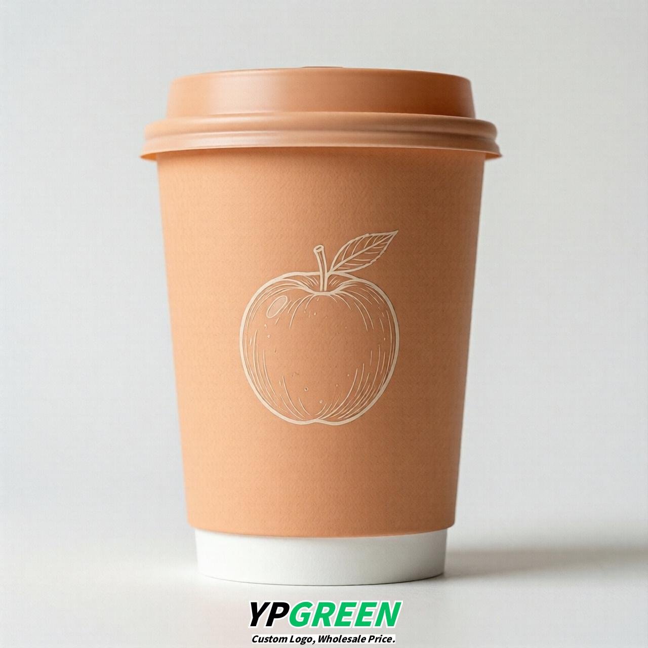 Apricot Fruits Paper Cups with Lids 8-24oz