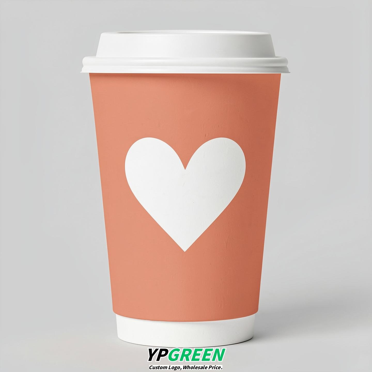 Apricot Heart Paper Cups with Lids 8-24oz