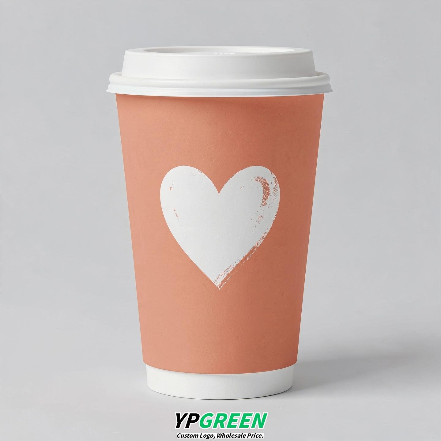 Apricot Heart Paper Cups with Lids 8-24oz