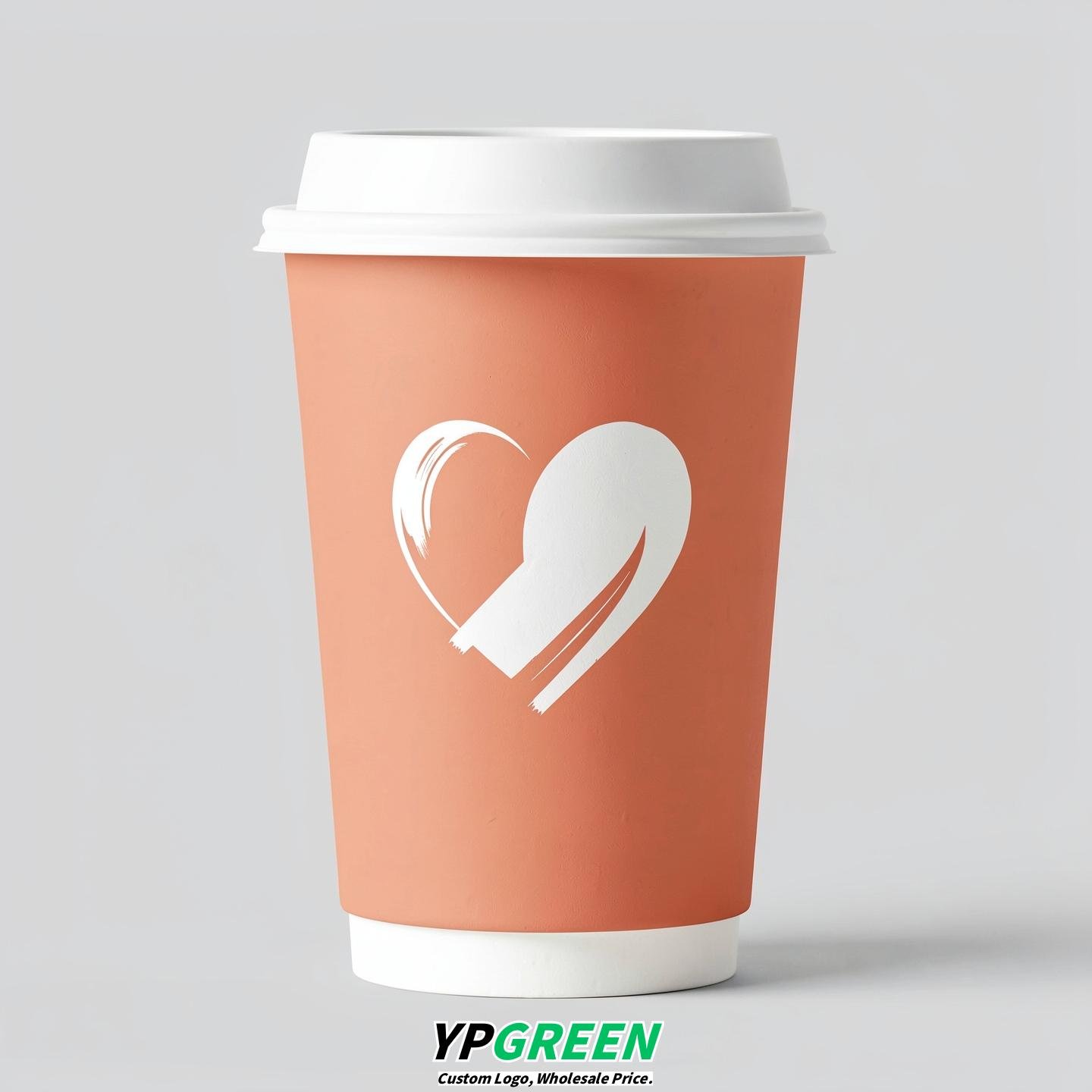 Apricot Heart Paper Cups with Lids 8-24oz
