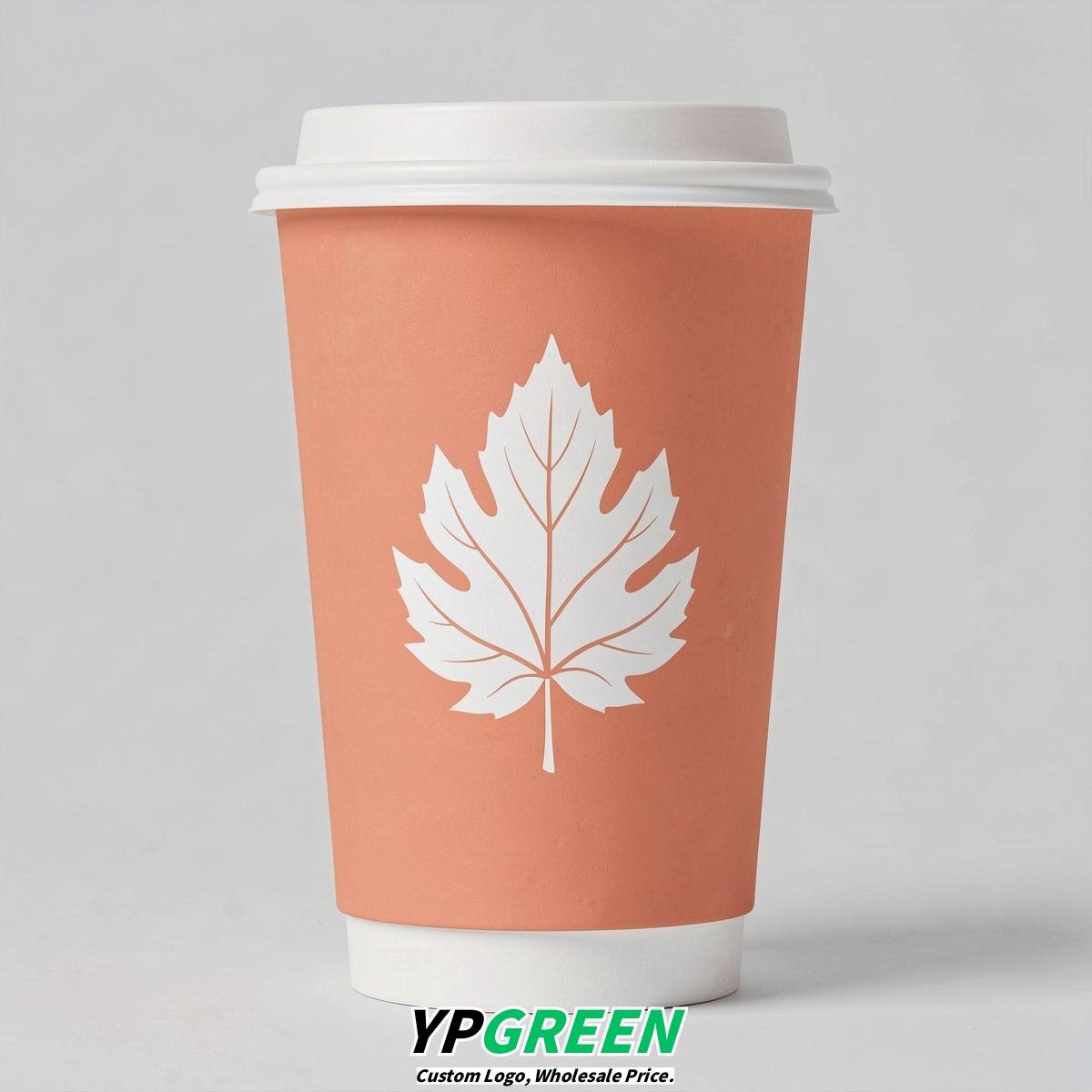 Apricot Leaves Paper Cups with Lids 8-24oz