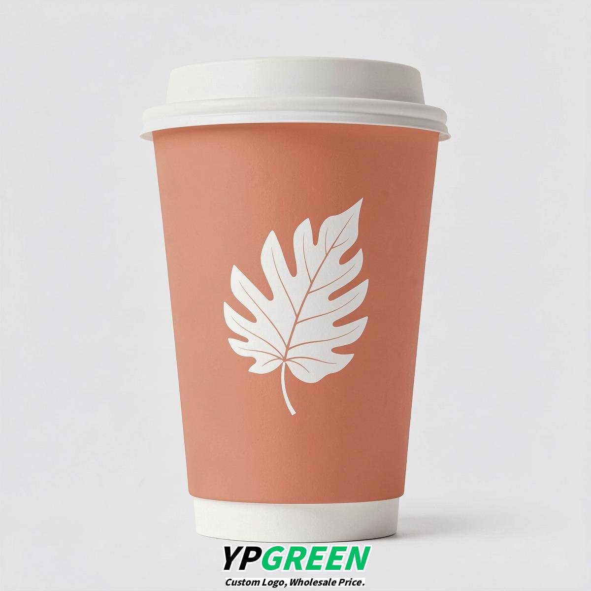 Apricot Leaves Paper Cups with Lids 8-24oz