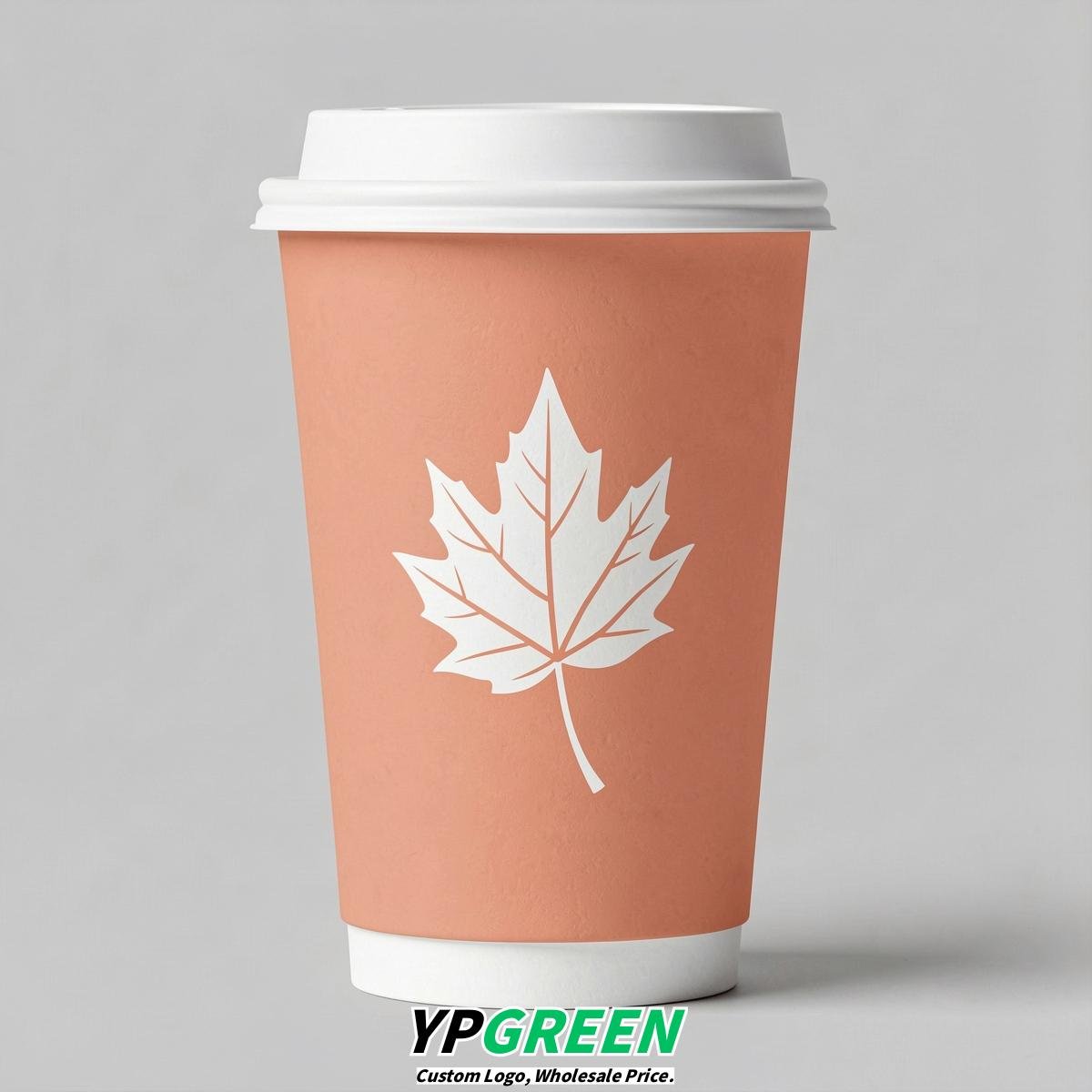 Apricot Leaves Paper Cups with Lids 8-24oz