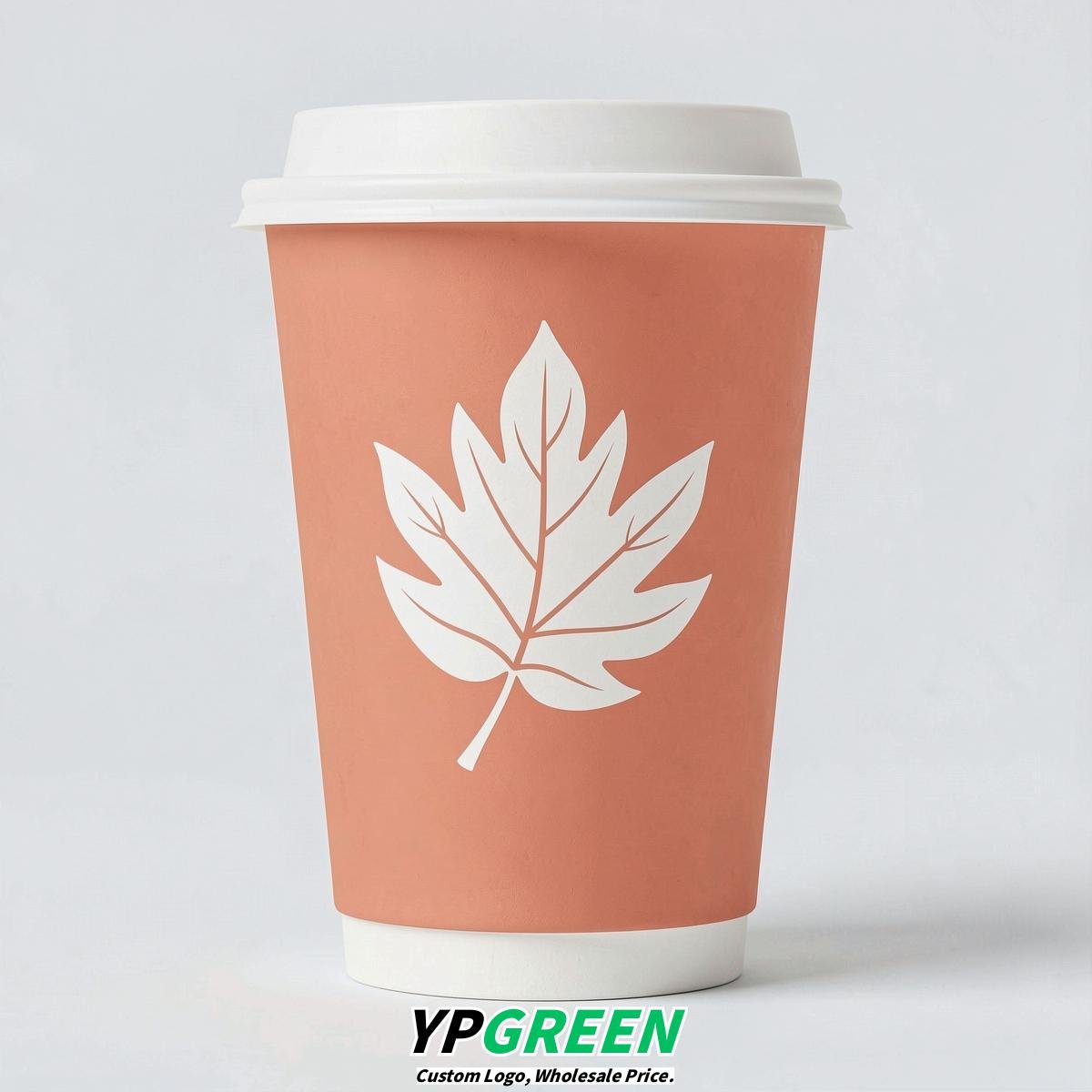 Apricot Leaves Paper Cups with Lids 8-24oz