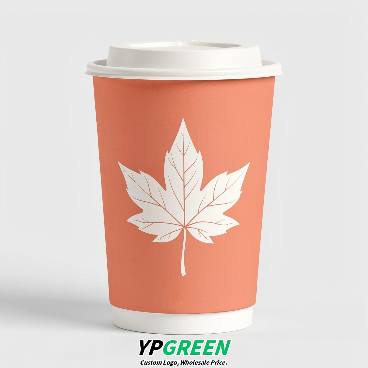 Apricot Leaves Paper Cups with Lids 8-24oz