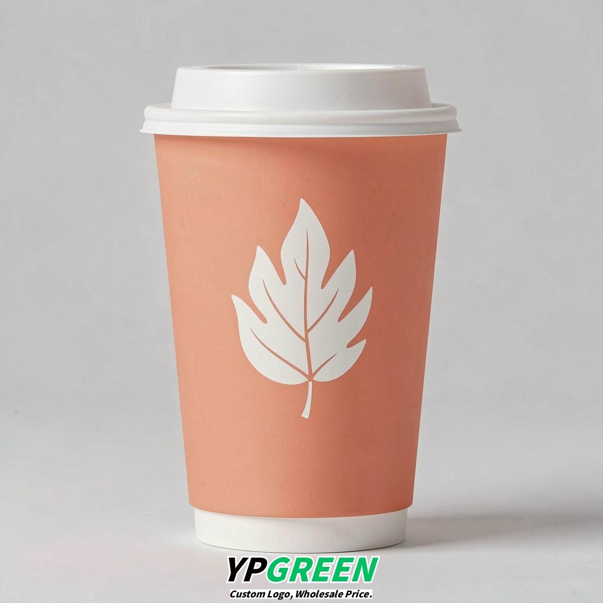 Apricot Leaves Paper Cups with Lids 8-24oz