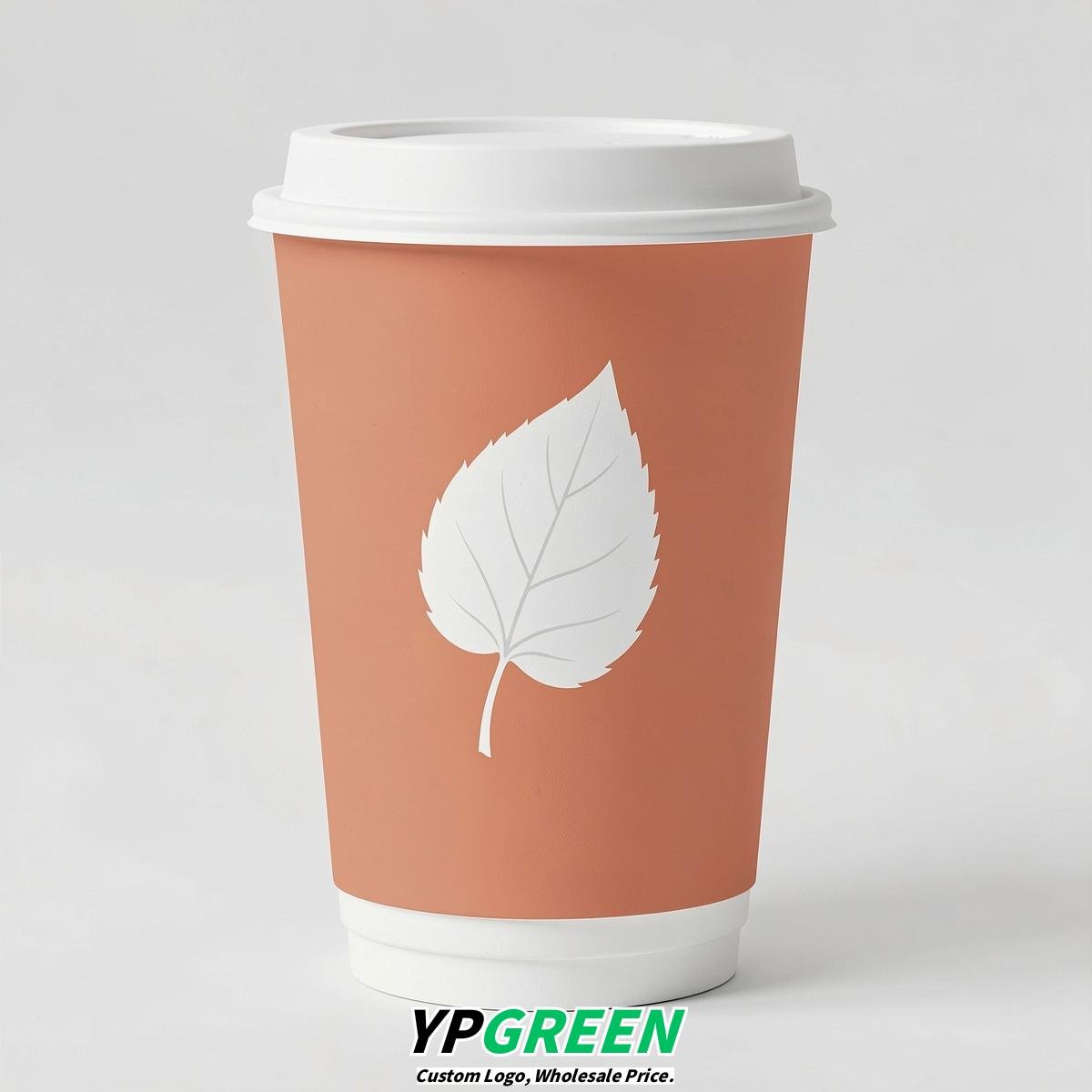 Apricot Leaves Paper Cups with Lids 8-24oz