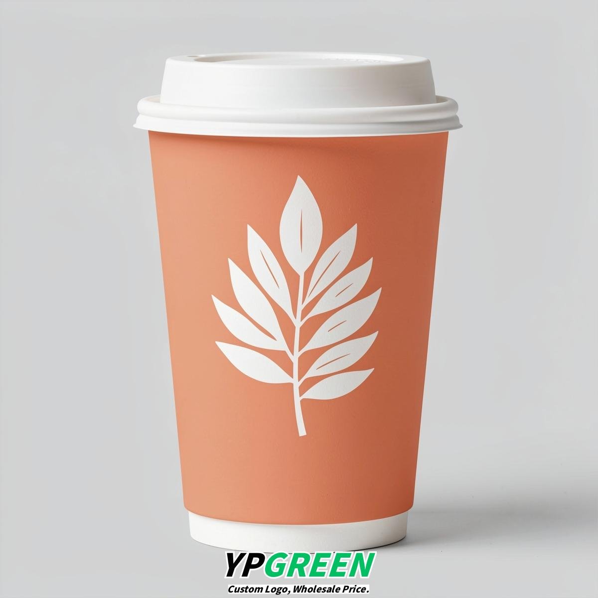 Apricot Leaves Paper Cups with Lids 8-24oz